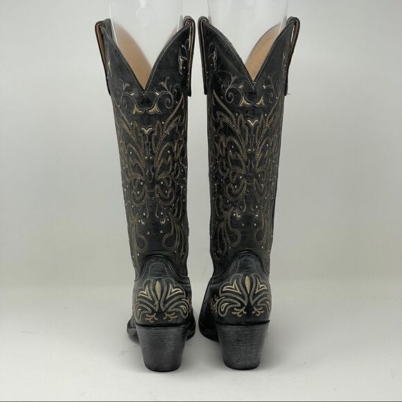 Sterling River Thunder Cat Cowboy Boots Western Gray Tan Silver Women's 7B EUC - Picture 8 of 10